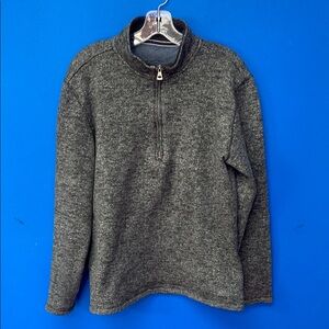Men's Gray Knit Fleece Quarter Zip Pullover Sz L